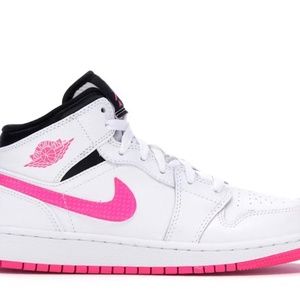 Jordan 1 Mid White Black Hyper Pink (GS)